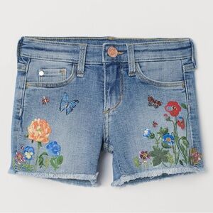 Nathalie Lete x H&M Girls’ Floral Printed Denim Shorts - Size 13-14Y